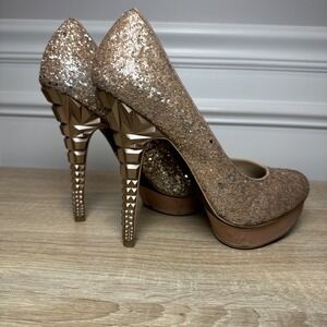 RACHEL ROY‎ RFKEEDAN 7.5 ROSE GOLD GLITTER SPARKLE PLATFORM 5.5"HEEL 1" PLATFORM